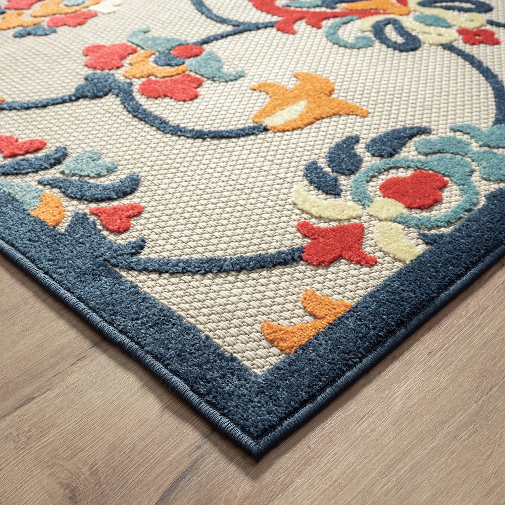 Copa Cabana Durable Performance Area Rug Outdoor in Orange/Blue, 7'10" x 9'10". Picture 6