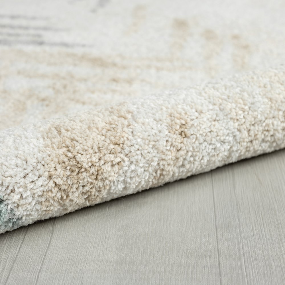 Dune Durable Performance Area Rug Indoor in Beige/Blue, 6' Round. Picture 4