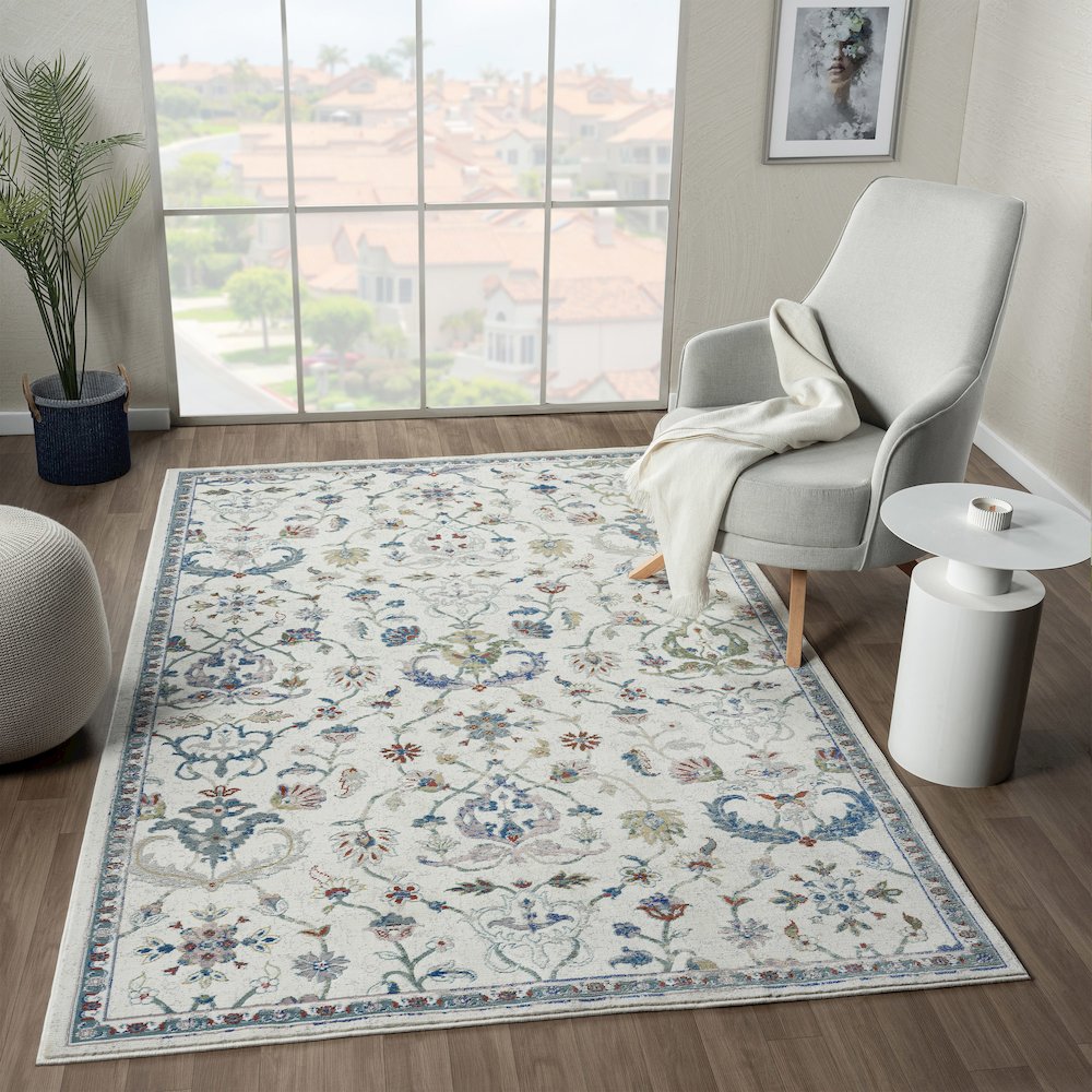 Gala Durable Performance Area Rug Indoor in Ivory/Blue, 7'9" x 9'9". Picture 8