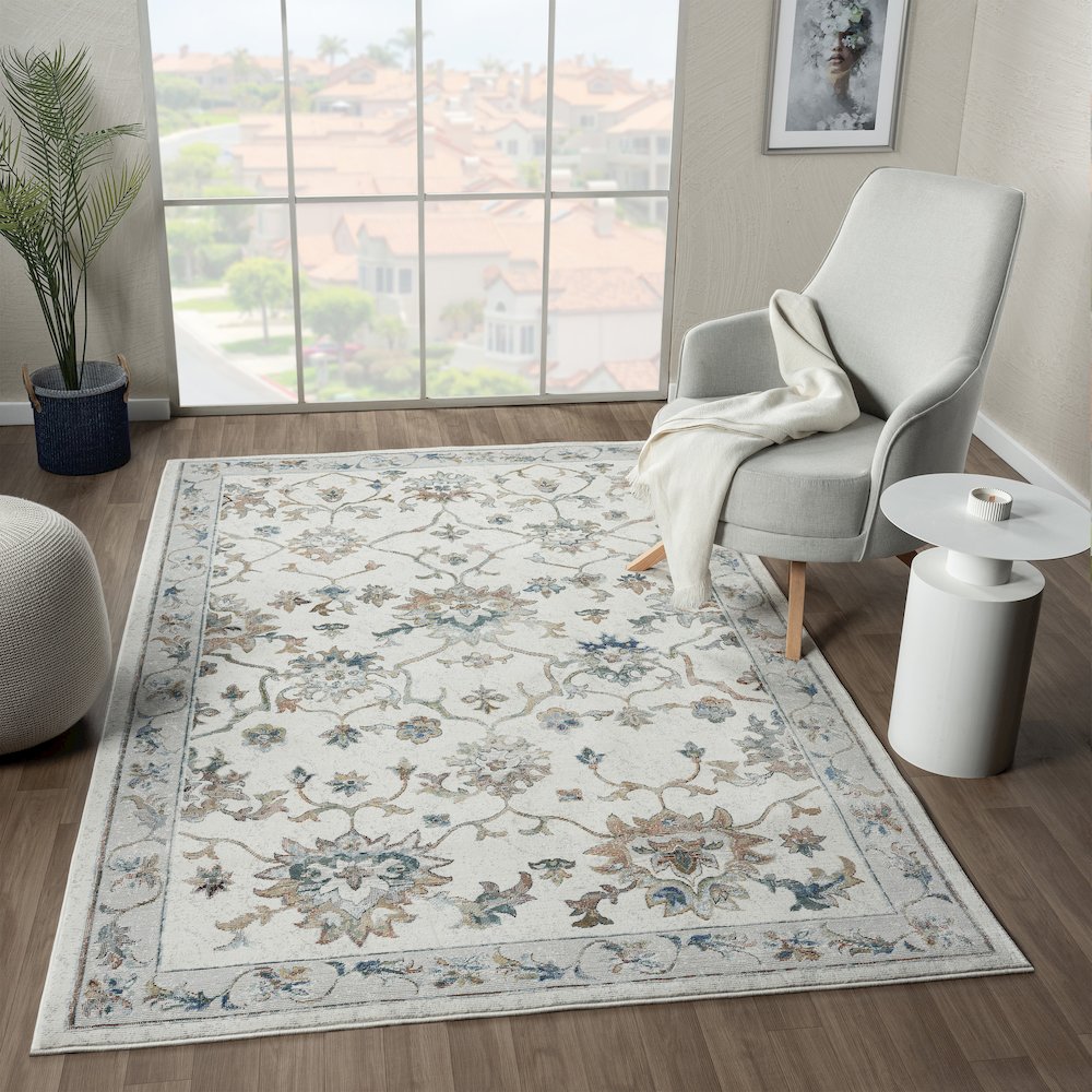 Gala Durable Performance Area Rug Indoor in Ivory/Multicolored, 7'9" x 9'9". Picture 8