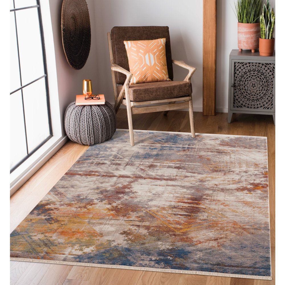 Holi Durable Performance Area Rug Indoor in Gray/Blue, 9' x 12'. Picture 7