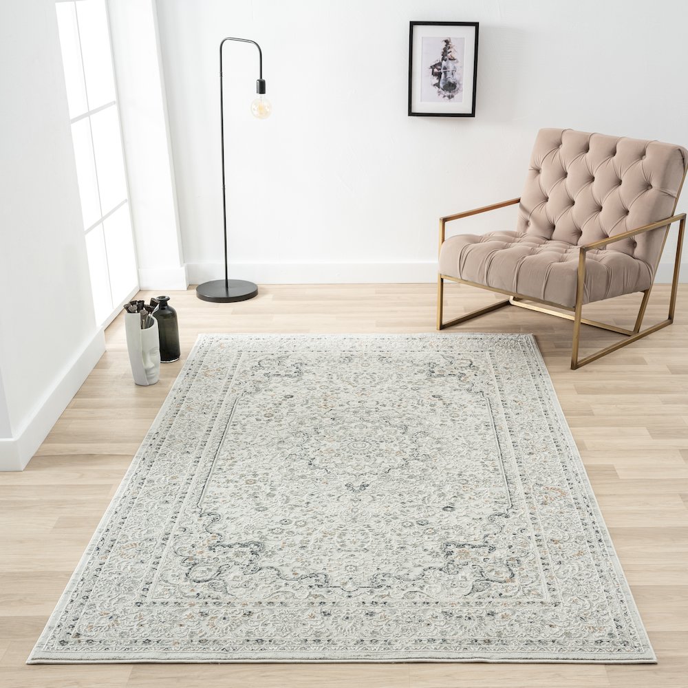 Isabella Performance Blend Area Rug Indoor in Gray, 9' x 12'. Picture 7