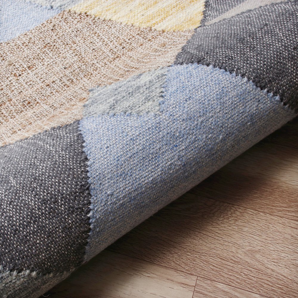 Abstract Overlay Handwoven Jute and Chotton Dhurrie Area Rug. Picture 4