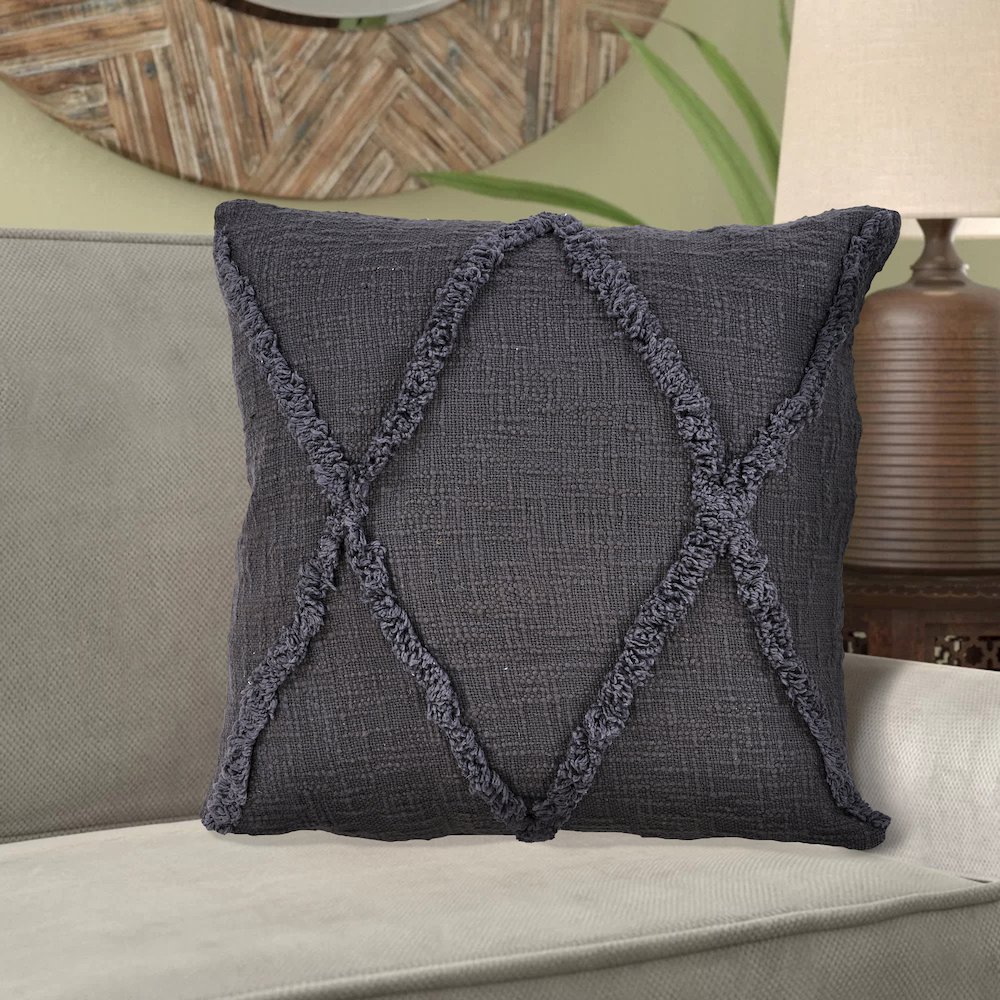 Reese Cotton Pillow Set of 4 in Gray, 20" x 20". Picture 2