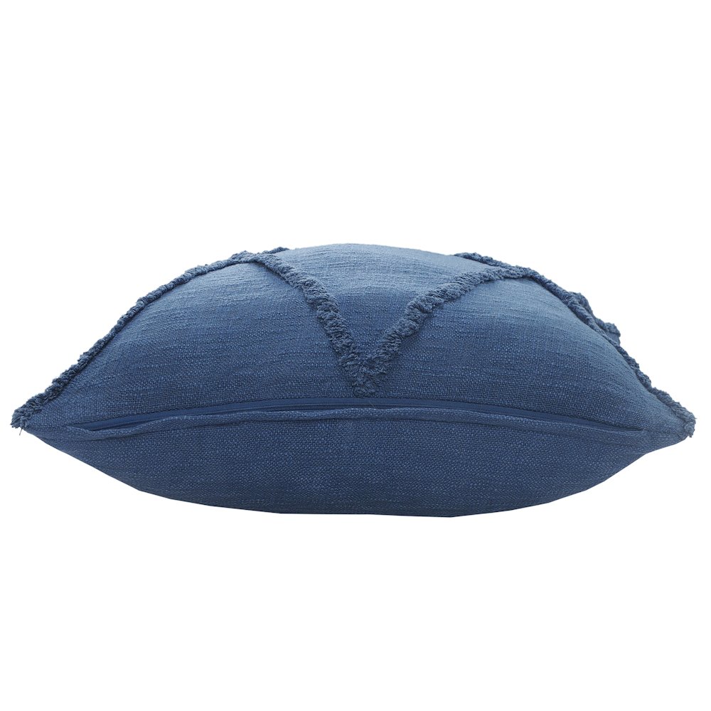 Ox Bay Coronet Blue Solid All-Natural Cotton Square 4 Piece Pillow Cover Set. Picture 6