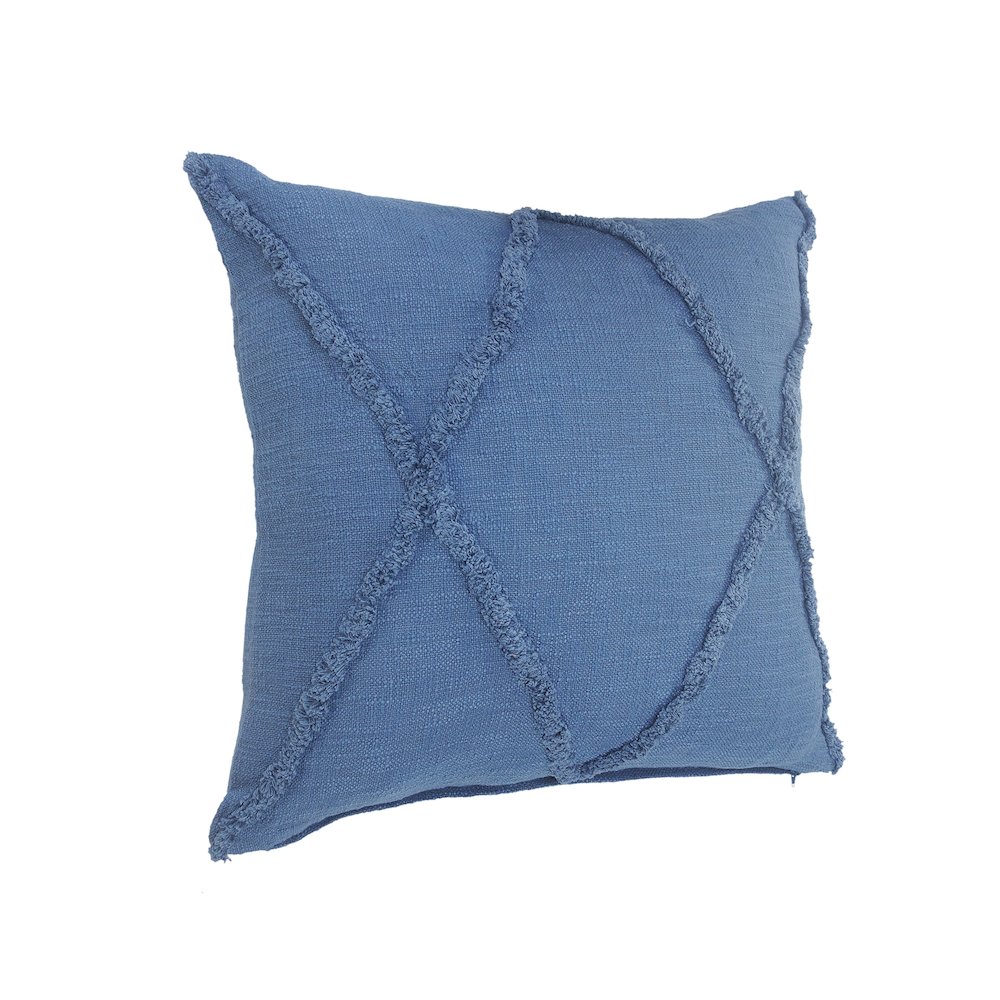 Ox Bay Coronet Blue Solid All-Natural Cotton Square 4 Piece Pillow Cover Set. Picture 7