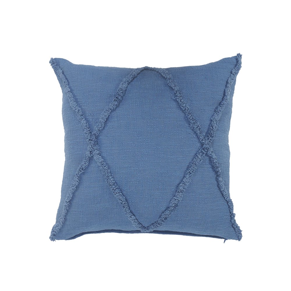 Ox Bay Coronet Blue Solid All-Natural Cotton Square 4 Piece Pillow Cover Set. Picture 4