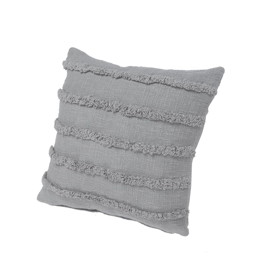 Gray Overtufted Solid Throw Pillow. Picture 5