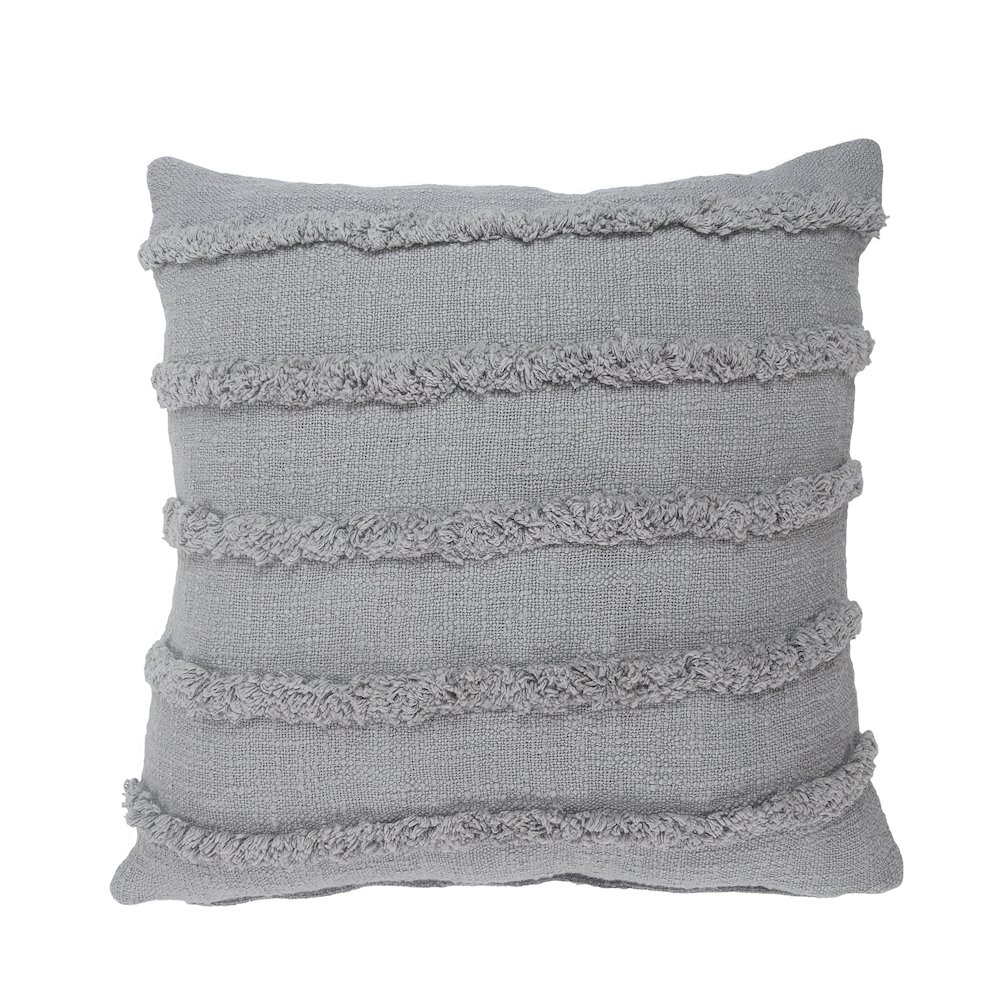 Gray Overtufted Solid Throw Pillow. Picture 1