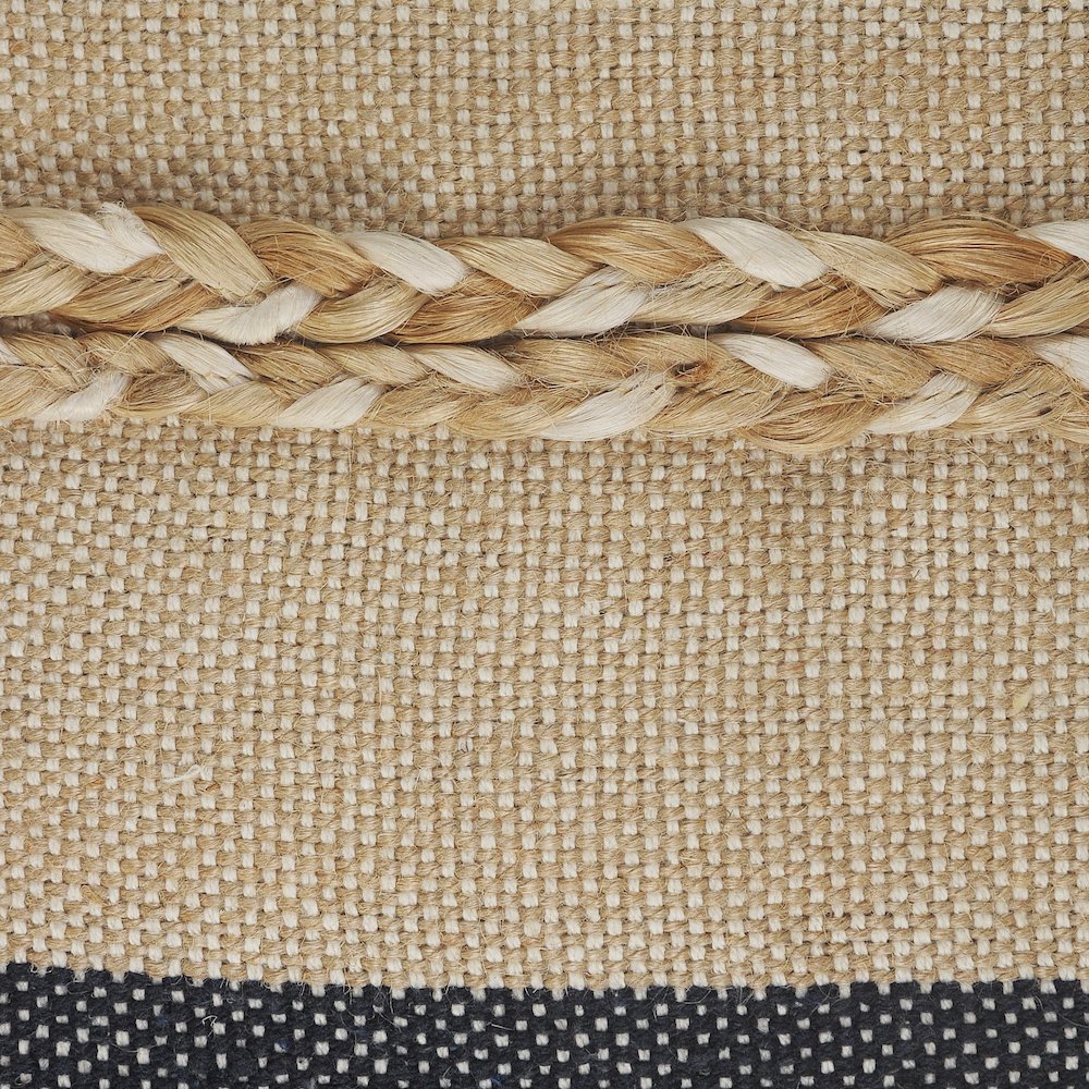 Atlantis Coastal Striped Throw Pillow with Jute Braiding and Fringe. Picture 2