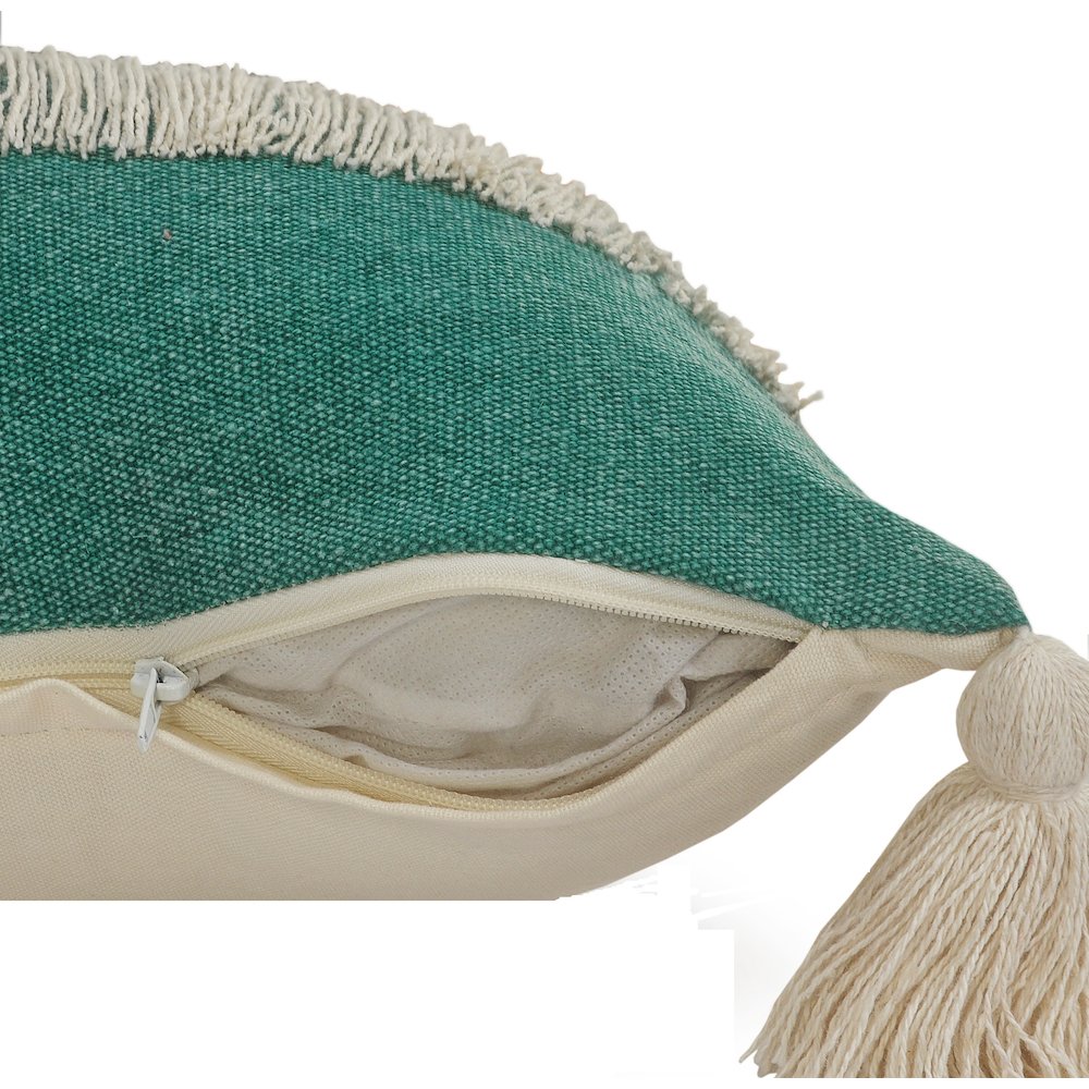 Fringe Festival Green Color Block Throw Pillow. Picture 3