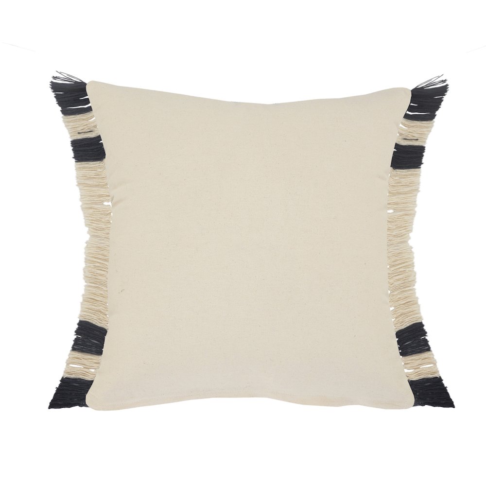 Double Blue Border Striped Throw Pillow with Fringe. Picture 7