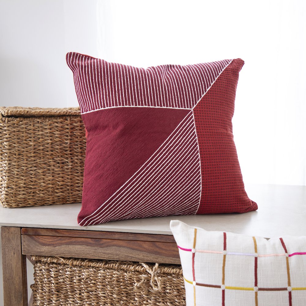 Stacy Garcia  Cotton Poly Filled Pillow in Red/White, 24" x 24". Picture 2