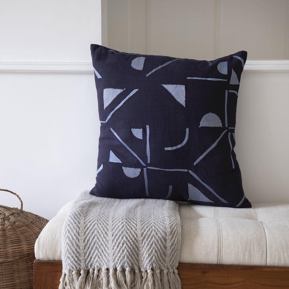 Stacy Garcia  Cotton Blend Poly Filled Pillow in Blue, 24" x 24". Picture 2