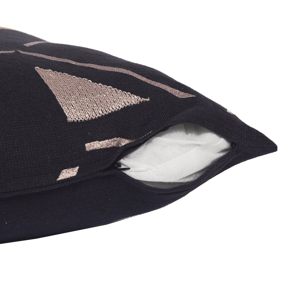 Stacy Garcia  Cotton Blend Poly Filled Pillow in Black/Beige, 24" x 24". Picture 3