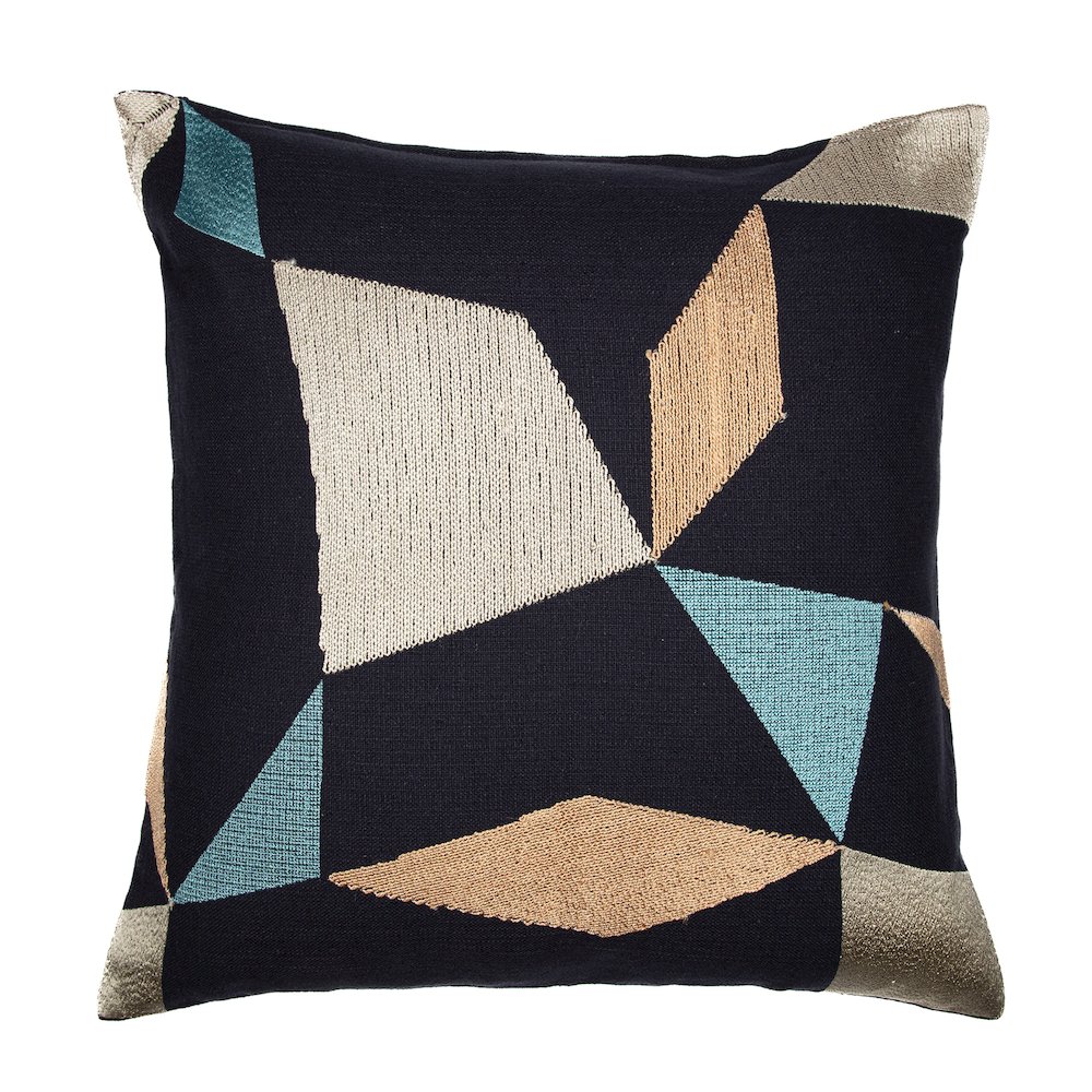 Stacy Garcia  Cotton Blend Poly Filled Pillow in Blue/Beige, 24" x 24". Picture 1