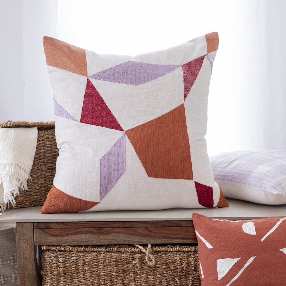 Stacy Garcia  Cotton Blend Poly Filled Pillow in Ivory/Multicolored, 24" x 24". Picture 2