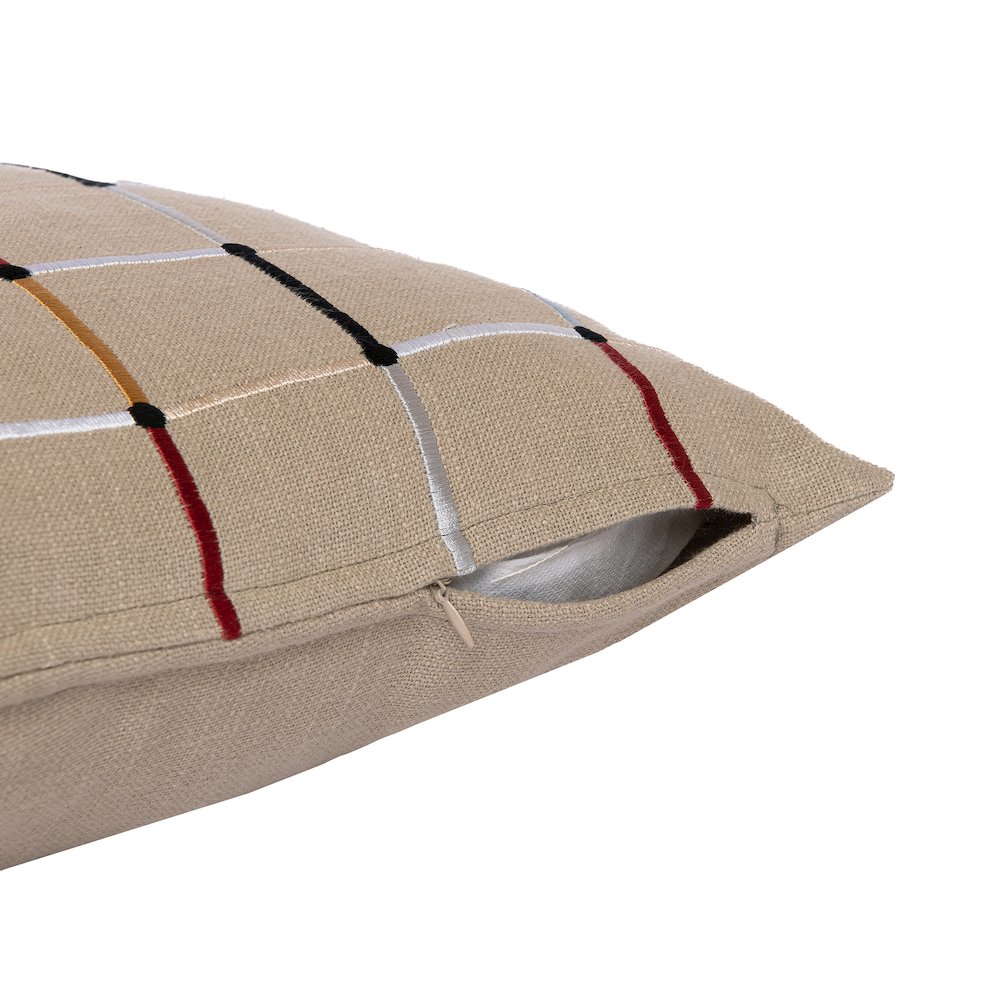 Stacy Garcia  Cotton Blend Poly Filled Pillow in Beige/Multicolored, 24" x 24". Picture 3