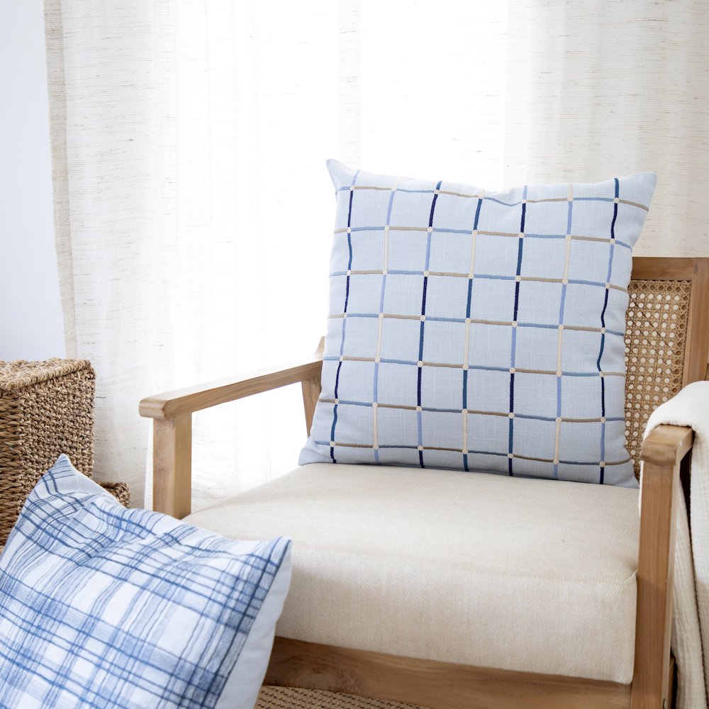 Stacy Garcia  Cotton Blend Poly Filled Pillow in Blue/Multicolored, 24" x 24". Picture 2