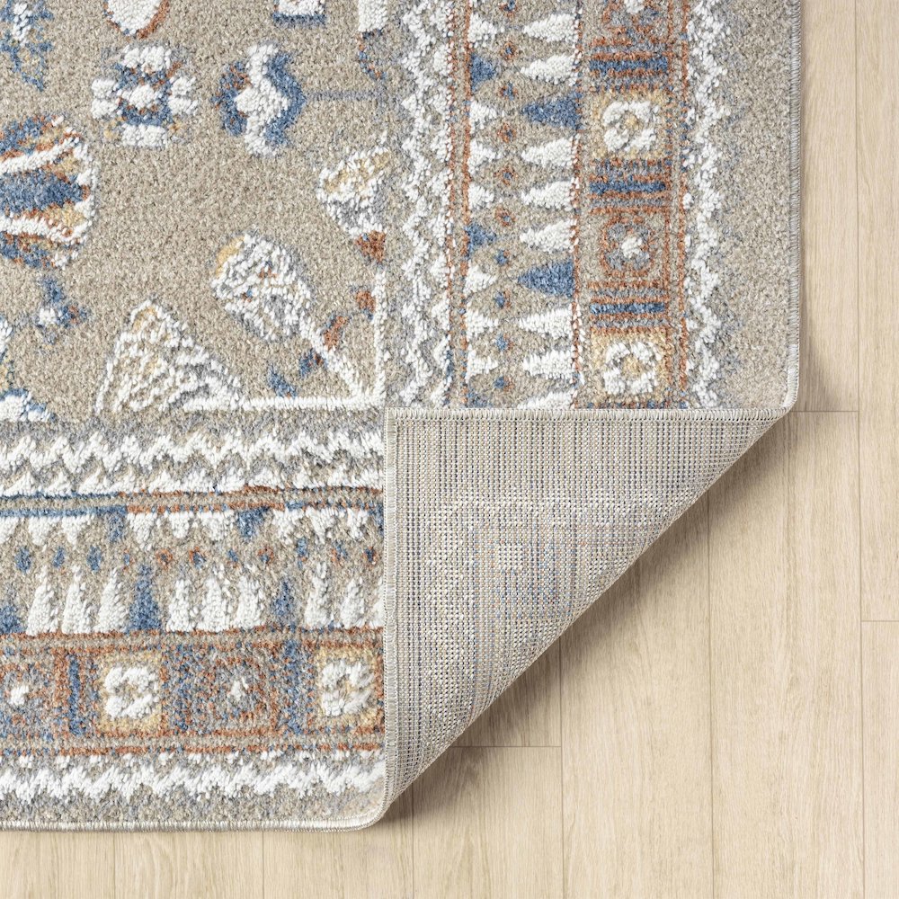 Beige/Rust Modern Geometric Performance Washable Indoor Area Rug. Picture 6