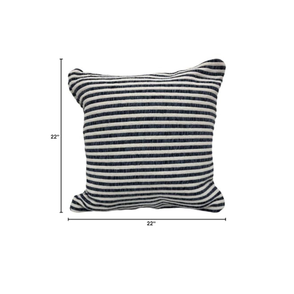 Ox Bay Blue/White Stripe All-Natural Cotton Pillow. Picture 7