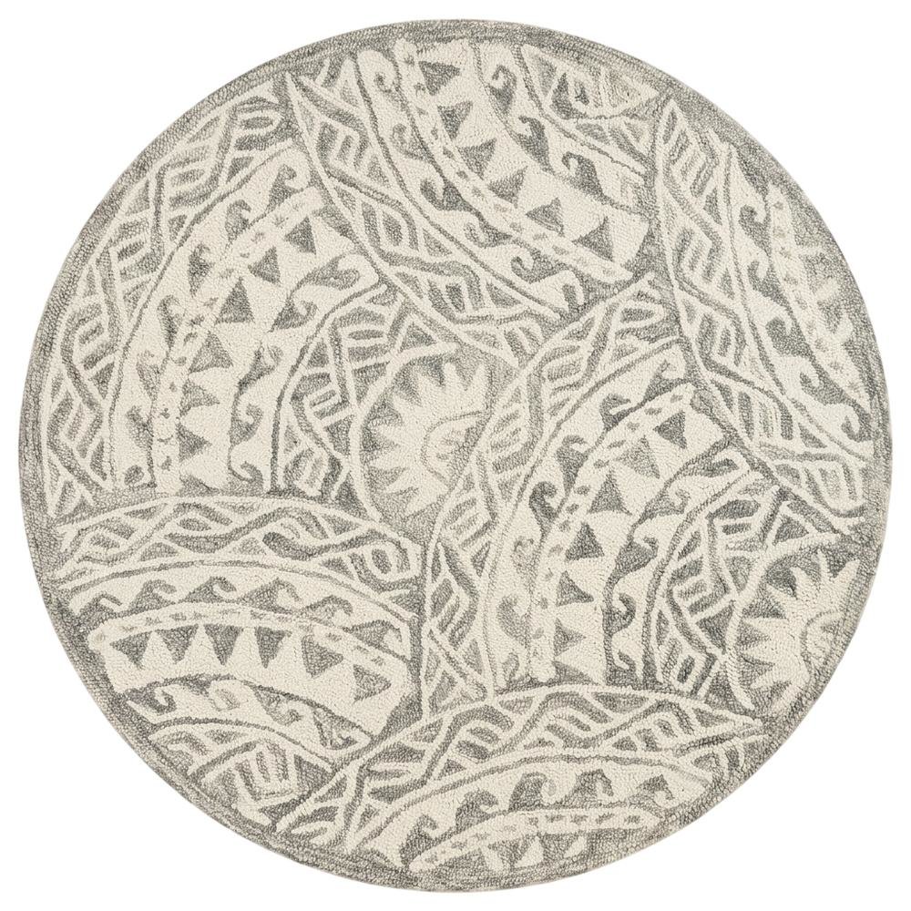 Gray Indoor Round Area Rug With Transitional Design For Living Space. Picture 4