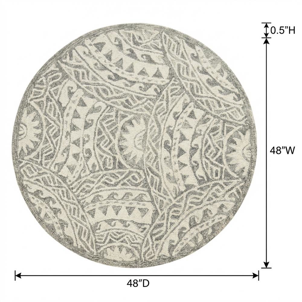 Gray Indoor Round Area Rug With Transitional Design For Living Space. Picture 7