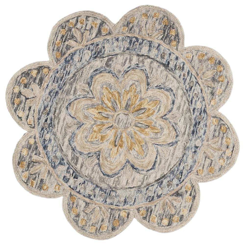 Gray Indoor Round Area Rug With Classic Design For Living Room. Picture 4