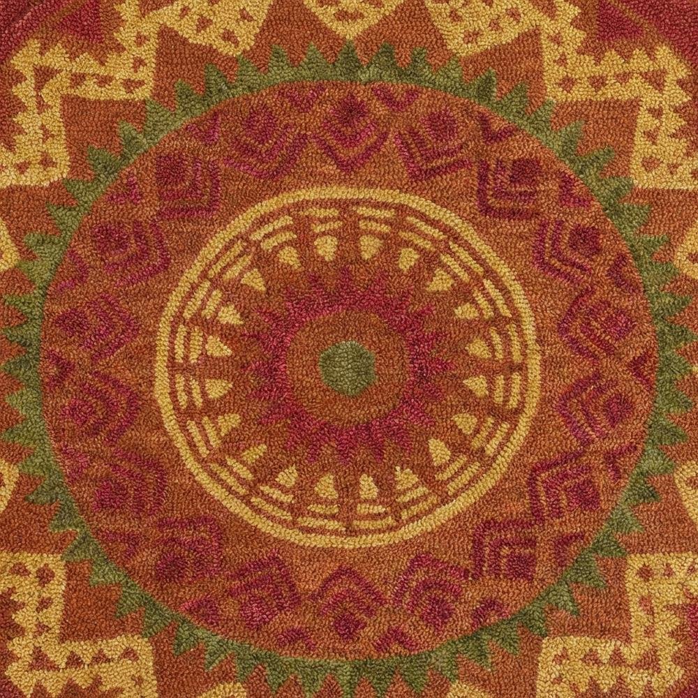Orange/Red Round Indoor Area Rug With Transitional Style, 4-Foot Diameter. Picture 5
