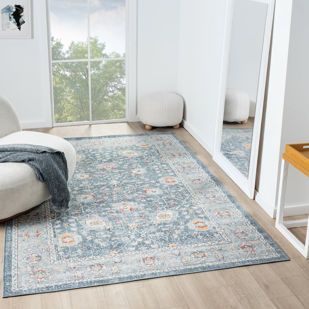Antiquity Durable Performance Area Rug Outdoor in Blue, 7'9" x 9'9". Picture 8