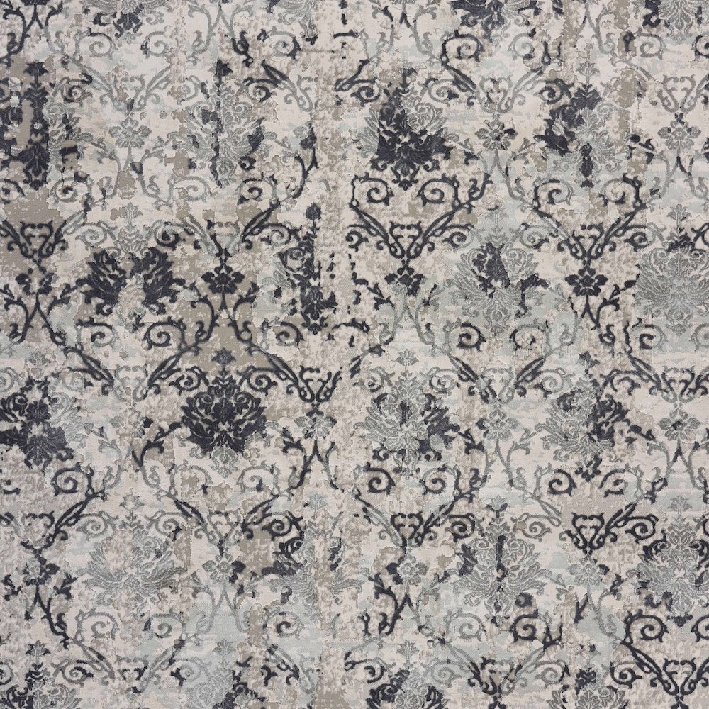 Neutral Distressed Damask Contemporary Area Rug  9'6" x 13'. Picture 2