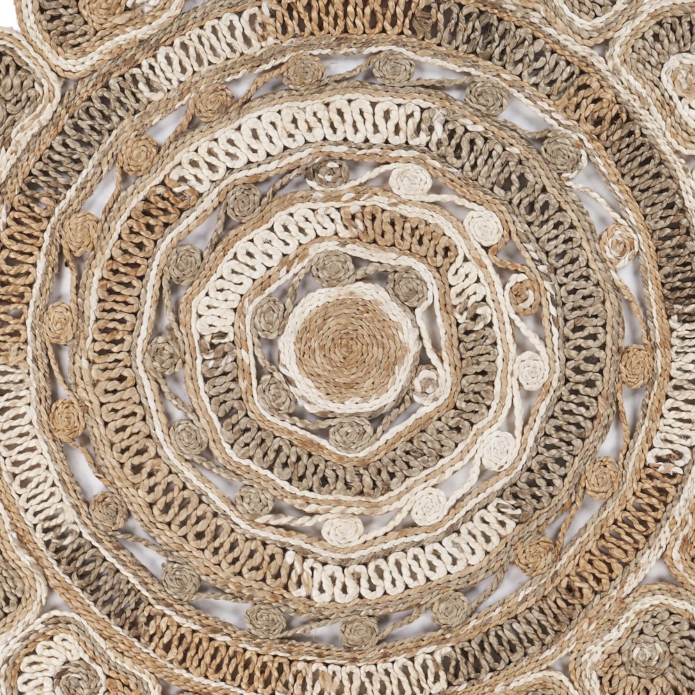 Boutique Jute Jute Area Rug Indoor in Brown/Ivory, 7'6" Round. Picture 2