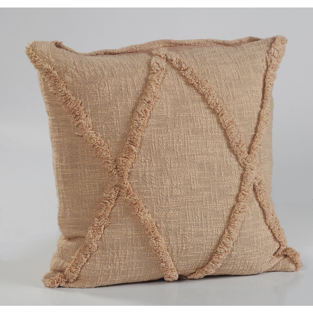Reese Cotton Pillow Set of 2 in Tan, 18" x 18". Picture 7