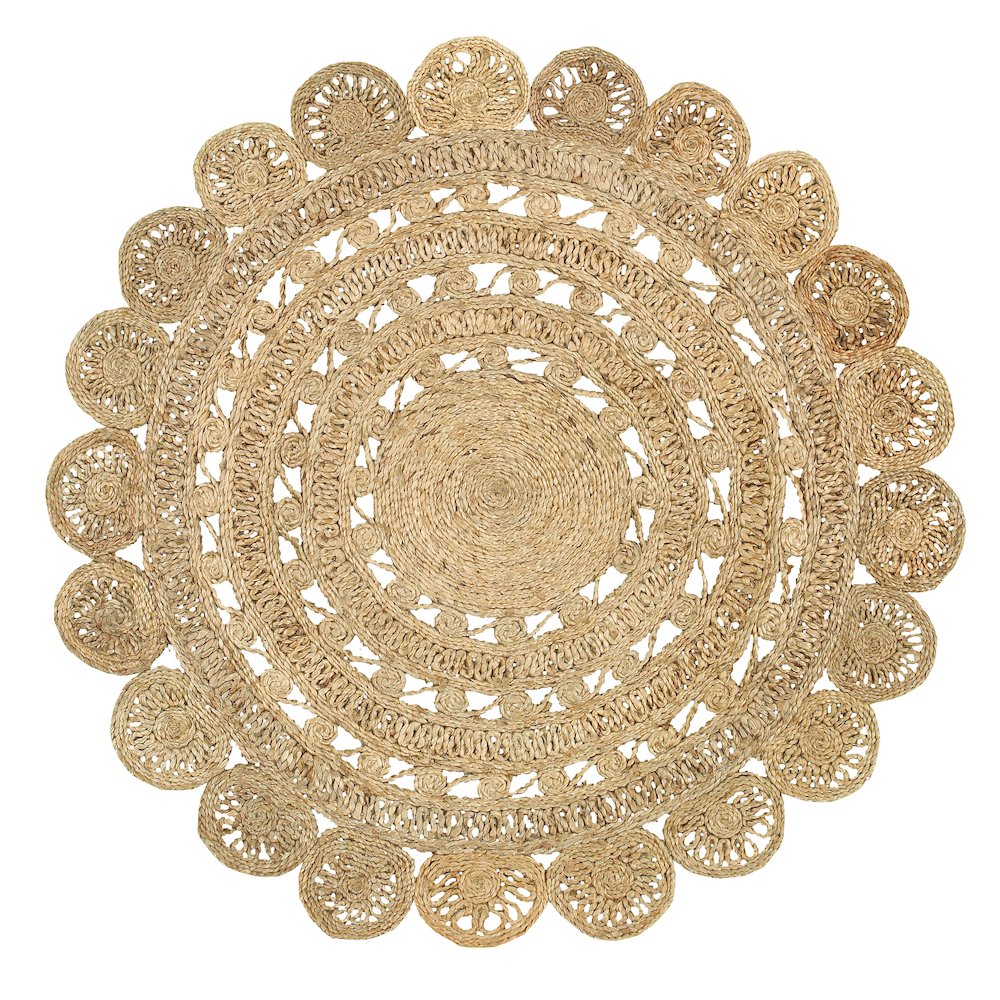 Ox Bay Natural Eclectic Circles All-Natural Jute Indoor Round Area Rug. Picture 1
