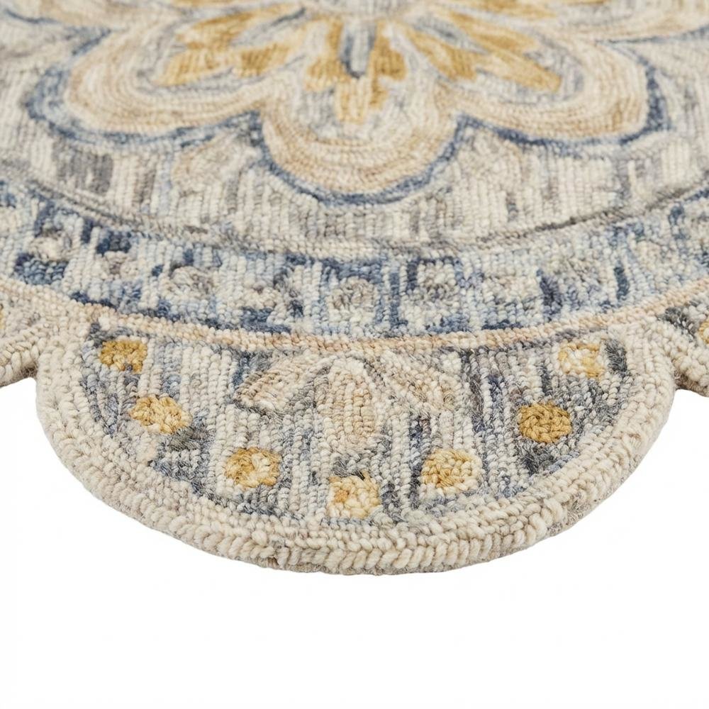 Gray Indoor Round Area Rug With Classic Design For Living Room. Picture 6
