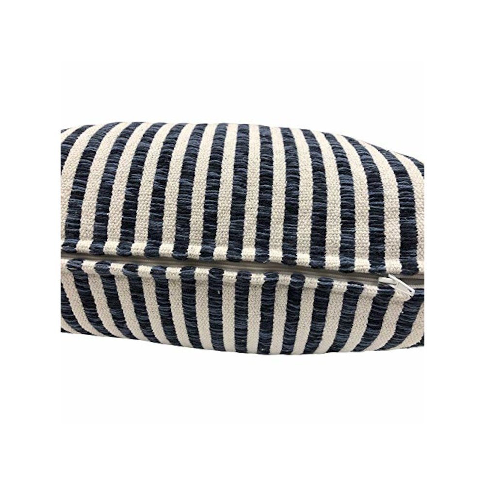 Ox Bay Blue/White Stripe All-Natural Cotton Pillow. Picture 4