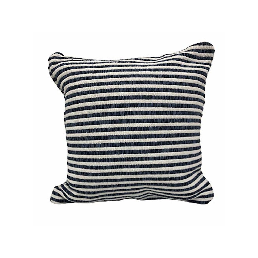 Ox Bay Blue/White Stripe All-Natural Cotton Pillow. Picture 1
