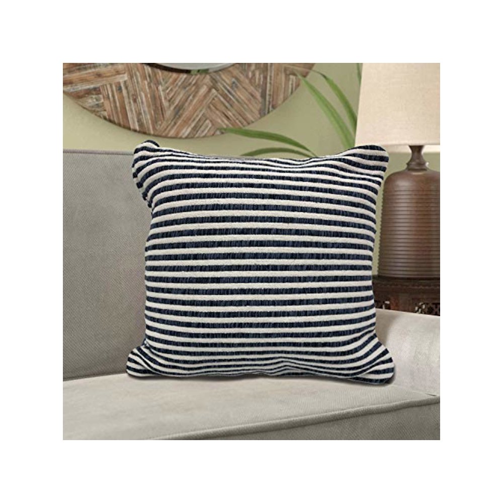 Ox Bay Blue/White Stripe All-Natural Cotton Pillow. Picture 6