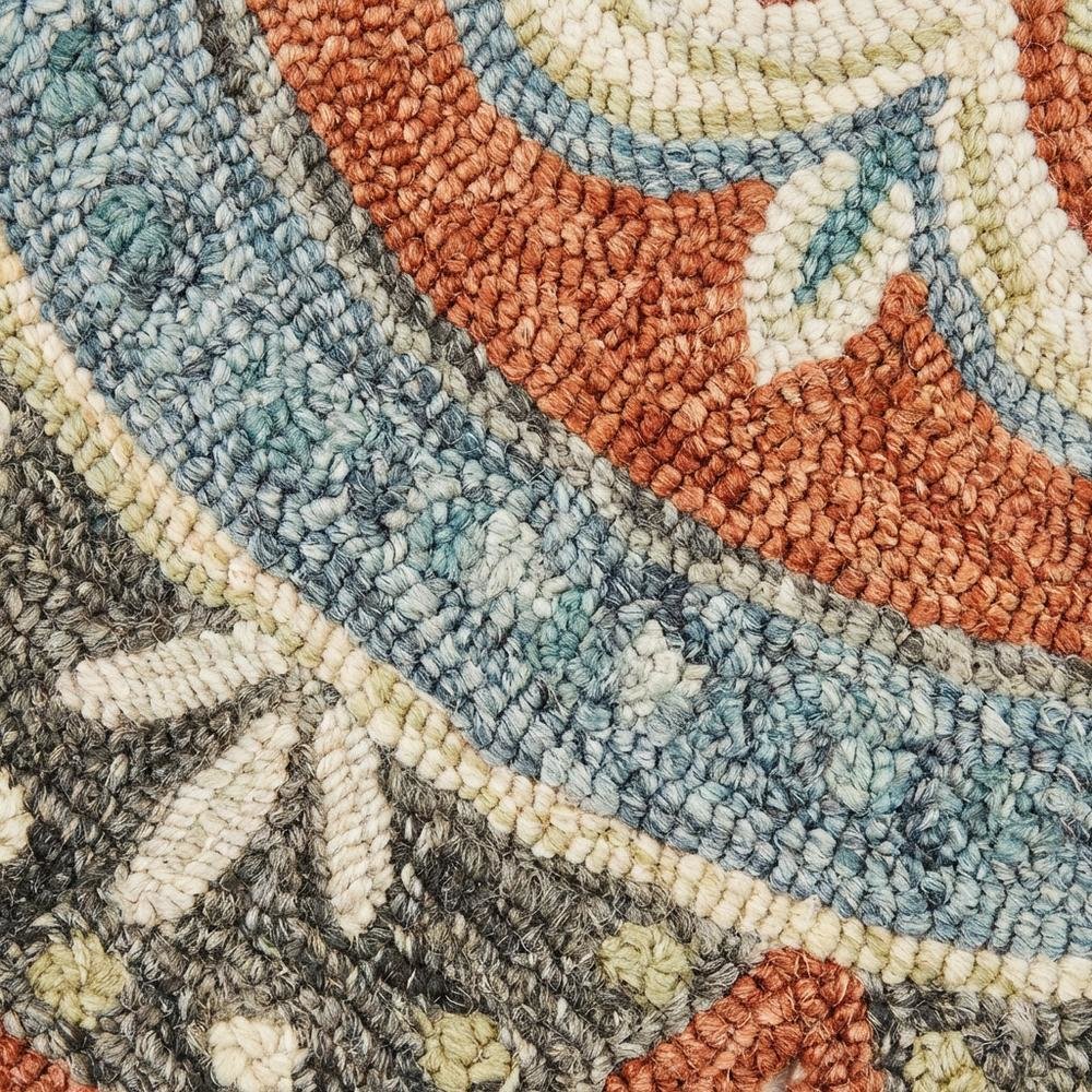 Multicolored Orange Round Indoor Area Rug With Classic Style. Picture 5