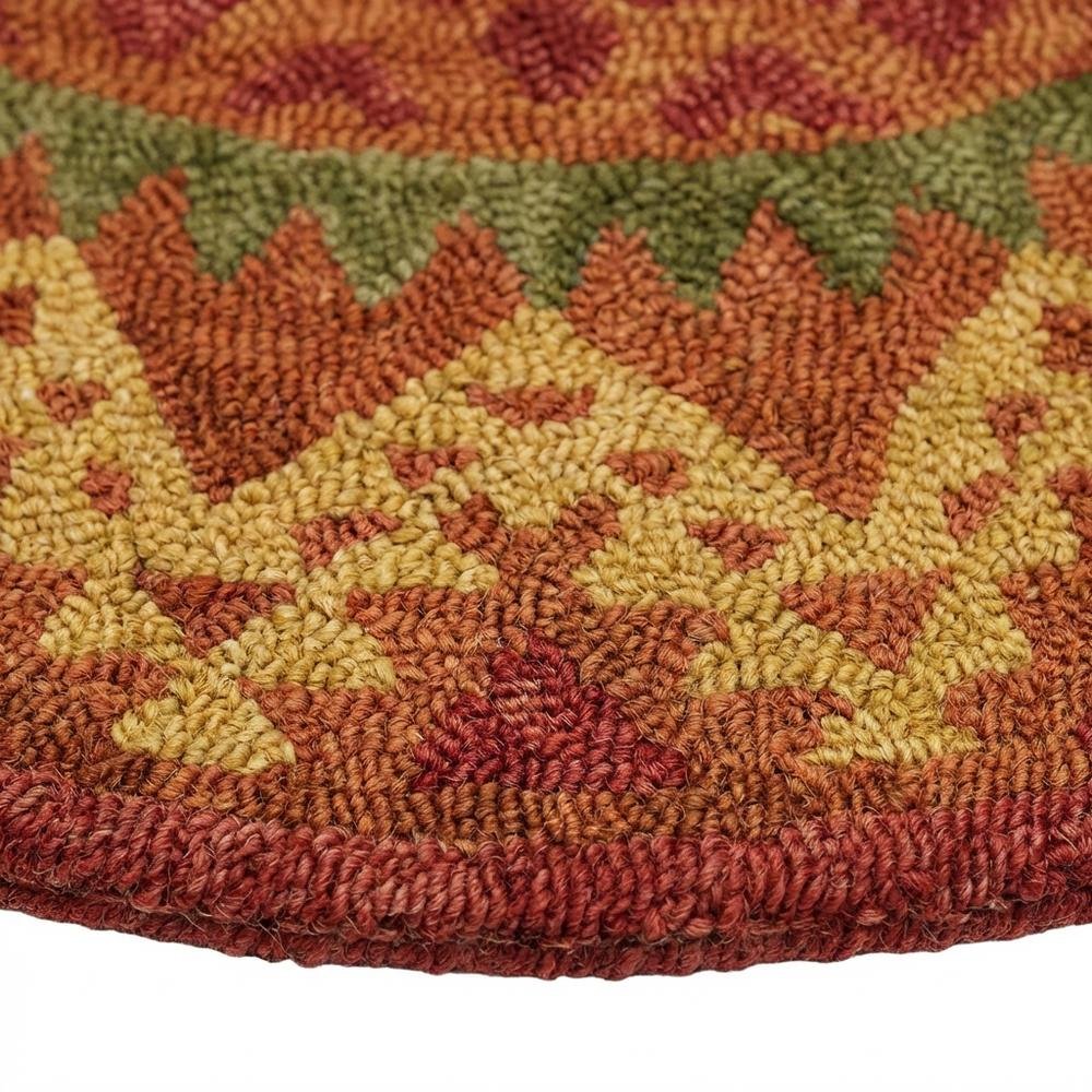 Orange/Red Round Indoor Area Rug With Transitional Style, 4-Foot Diameter. Picture 6