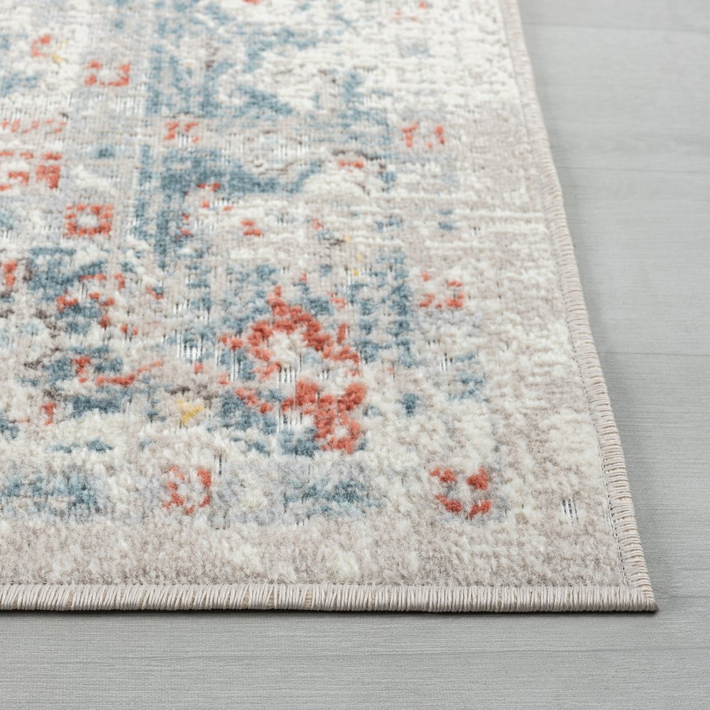 Antiquity Durable Performance Area Rug Outdoor in Blue/Orange, 9' x 12'. Picture 5