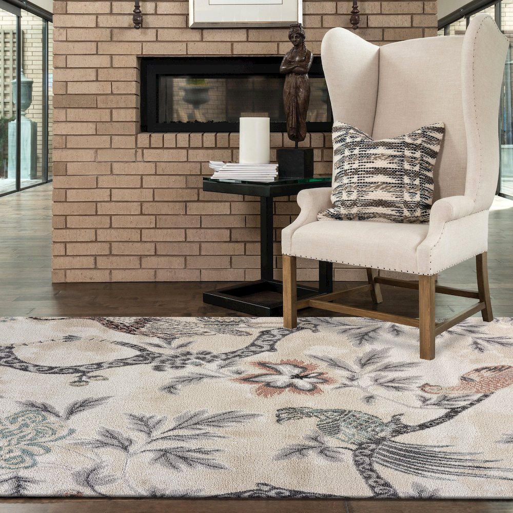 Meadow Durable Performance Area Rug Indoor in Ivory/Multicolored, 7'9" x 9'5". Picture 10
