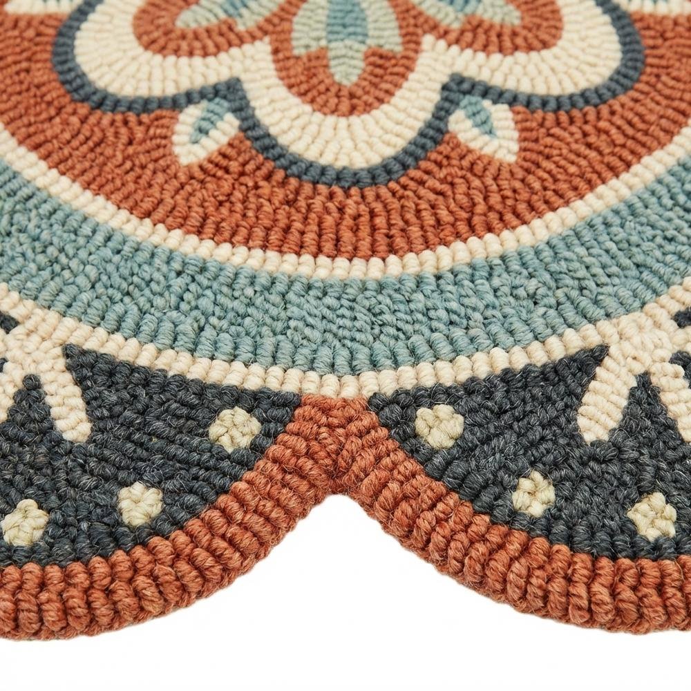 Orange Indoor Area Rug - 6' Round Classic Pattern For Living Room. Picture 6