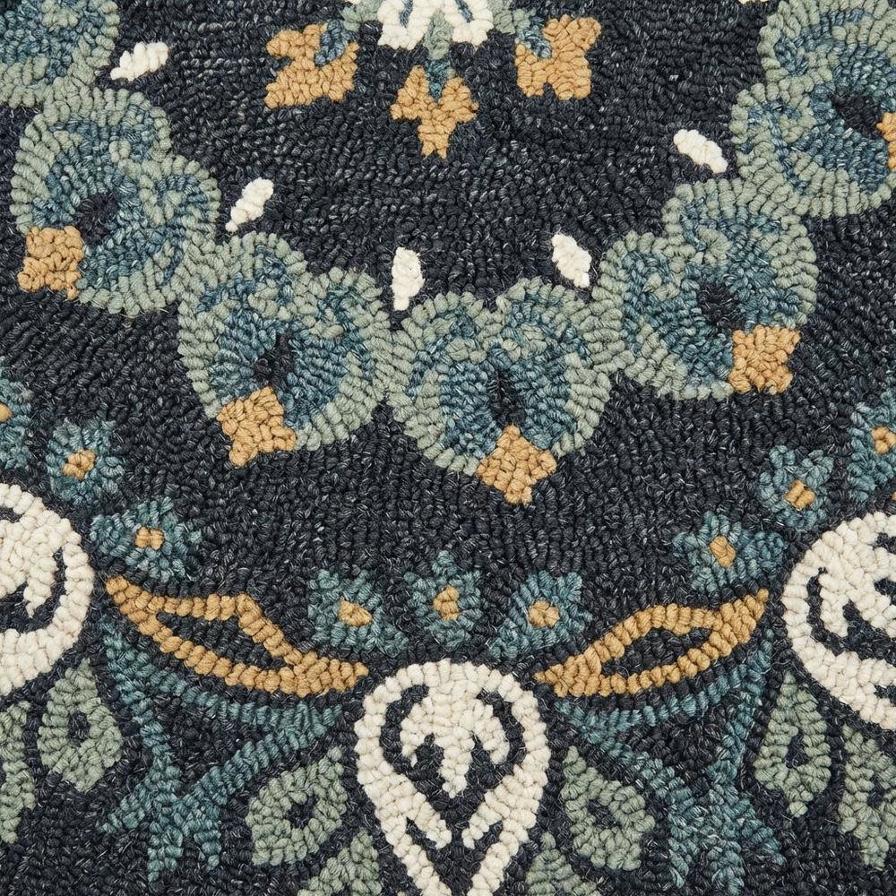 Round Indoor Area Rug In Black, Transitional Style For Modern Decor. Picture 5