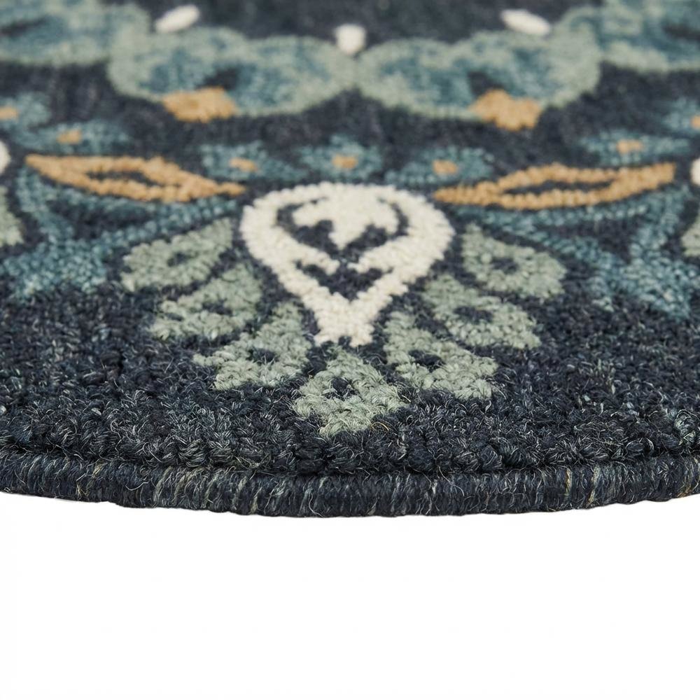 Round Indoor Area Rug In Black, Transitional Style For Modern Decor. Picture 6