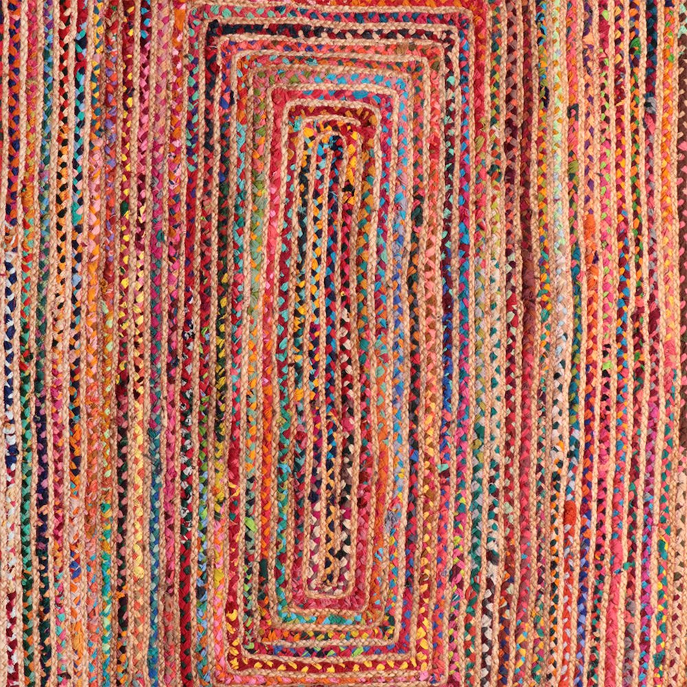 Havana Cotton Blend Area Rug Indoor in Tan/Multicolored, 5' Round. Picture 5