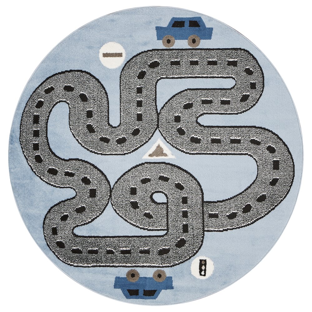 Blue Racetrack Area Rug. Picture 1