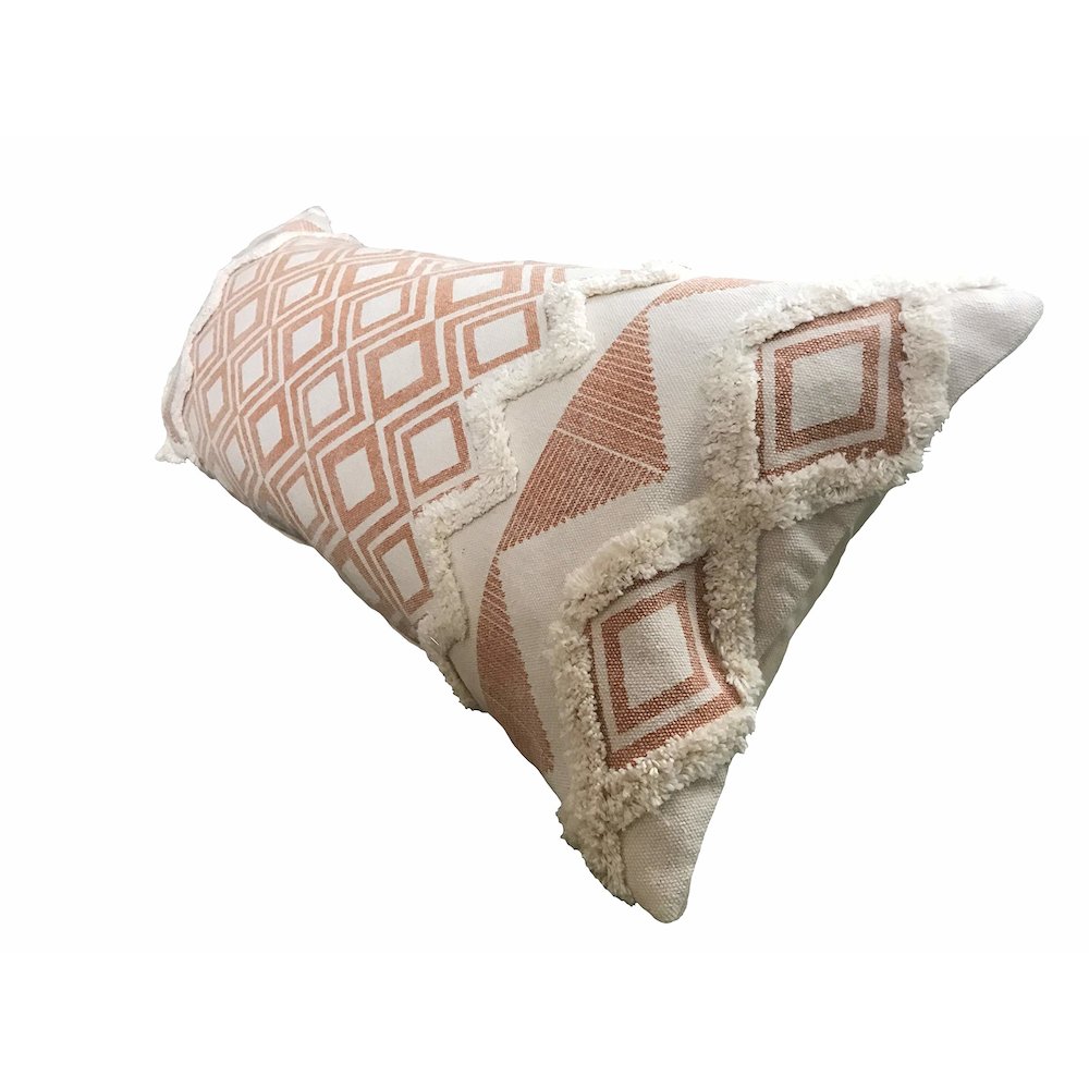 Geometric Burnt Orange and Cream Throw Pillow. Picture 5