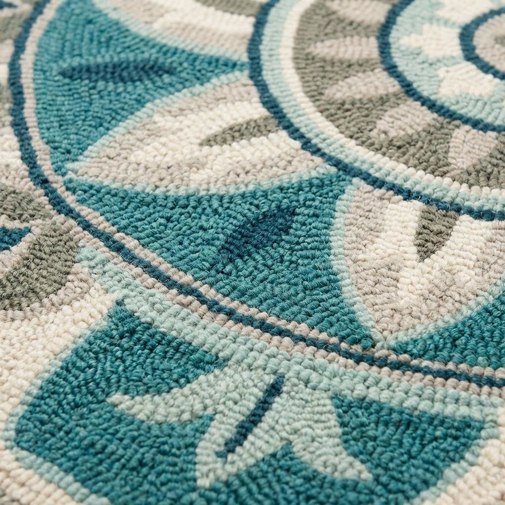 Blue Indoor Area Rug With Bohemian Design, 4-Foot Round Shape. Picture 5