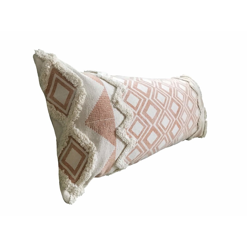 Geometric Burnt Orange and Cream Throw Pillow. Picture 4